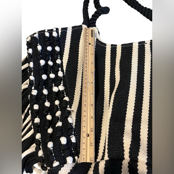 Vintage Black and white cotton macrame boho bag - Picture 12 of 16